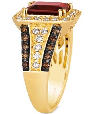 Pomegranate Garnet (2-1/2 ct. t.w.) & Diamond (3/4 ct. t.w.) Halo Multirow Ring in 14k Gold