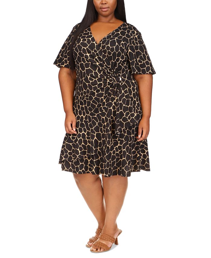 Michael Kors Plus Size Giraffe-Print Faux Wrap Dress & Reviews - Dresses - Plus  Sizes - Macy's