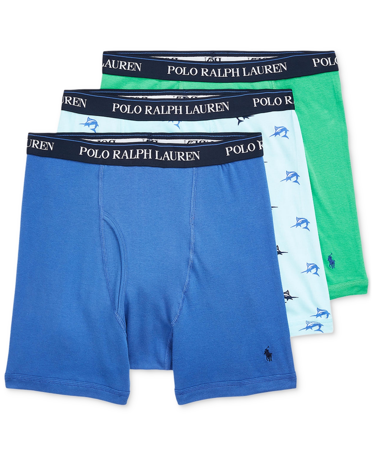 Polo Ralph Lauren Men's 3-Pack Classic-Fit Boxer Briefs -/ Aqua / Green