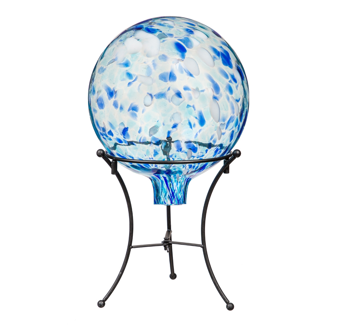 Evergreen 10" Art Glass Aqua Confetti Gazing Ball With Stand Garden And Yard Decor In Multicolored