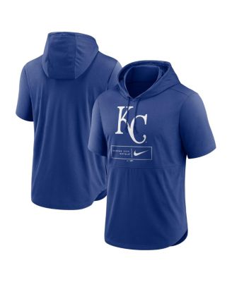 Men's Royal Kansas City Royals Logo Lockup Performance Short-Sleeved Pullover Hoodie