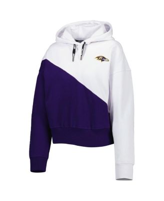 Women's White, Purple Baltimore Ravens Bobbi Color Blocked Pullover Hoodie