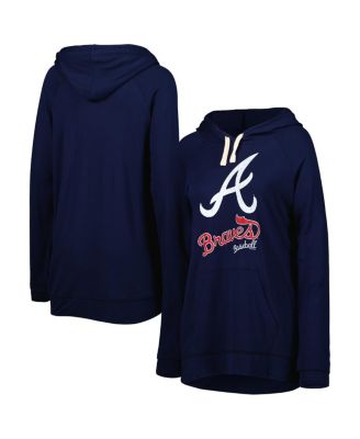 Women's Navy Atlanta Braves Pre-Game Raglan Pullover Hoodie