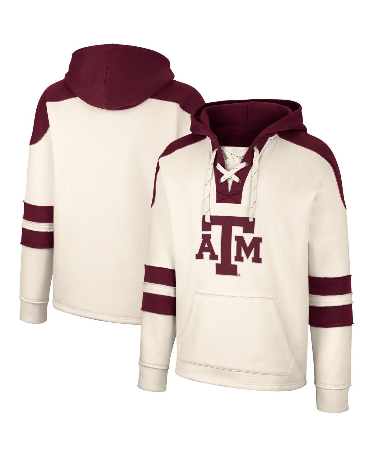 Colosseum Men's  Cream Texas A&m Aggies Lace-up 4.0 Vintage-like Pullover Hoodie