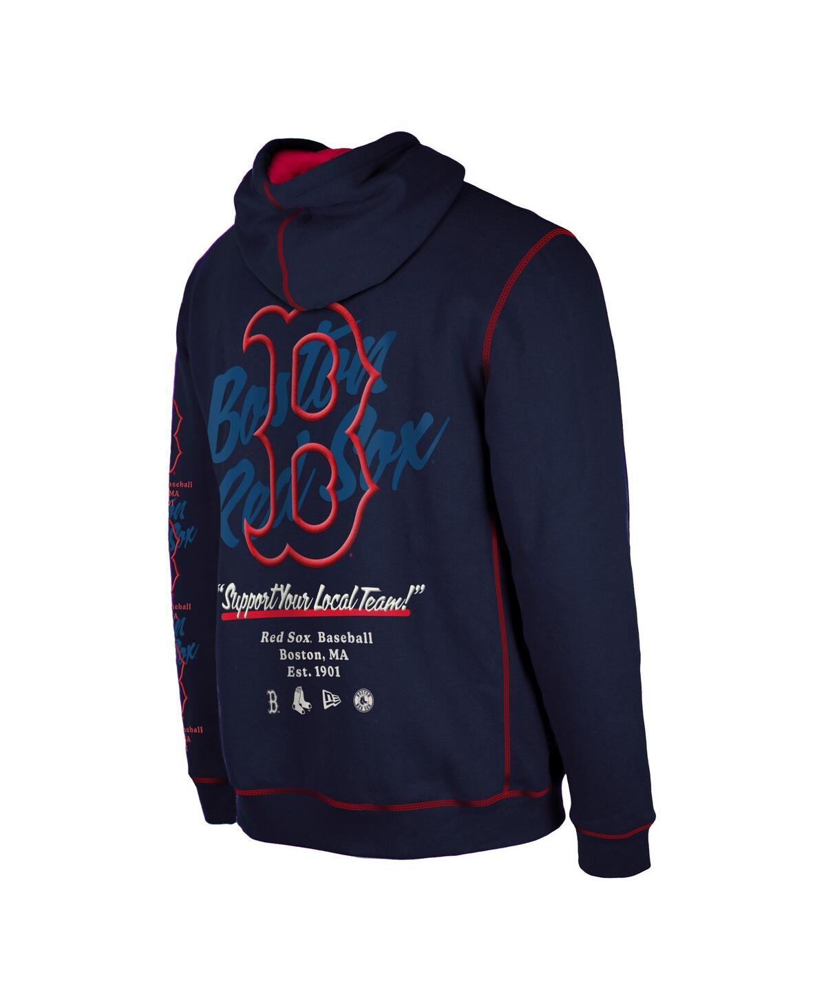NEW ERA MEN'S NEW ERA NAVY BOSTON RED SOX TEAM SPLIT PULLOVER HOODIE 