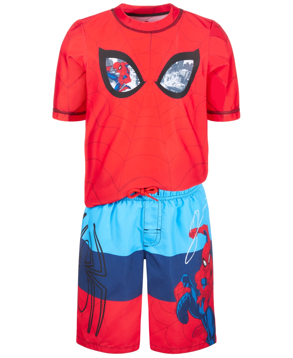 Dreamwave Little Boys 2-pc. Spiderman Rash Guard & Swim Shorts Set In Red