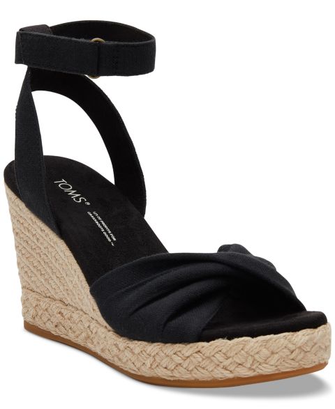 Женские сандалии TOMS Marisela Twist Platform Espadrille Wedge, цвет: Чёрный