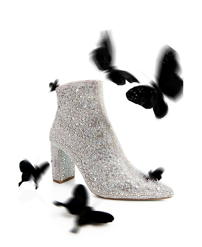 Cady Rhinestone Booties - Silver - 6.5 / Silver