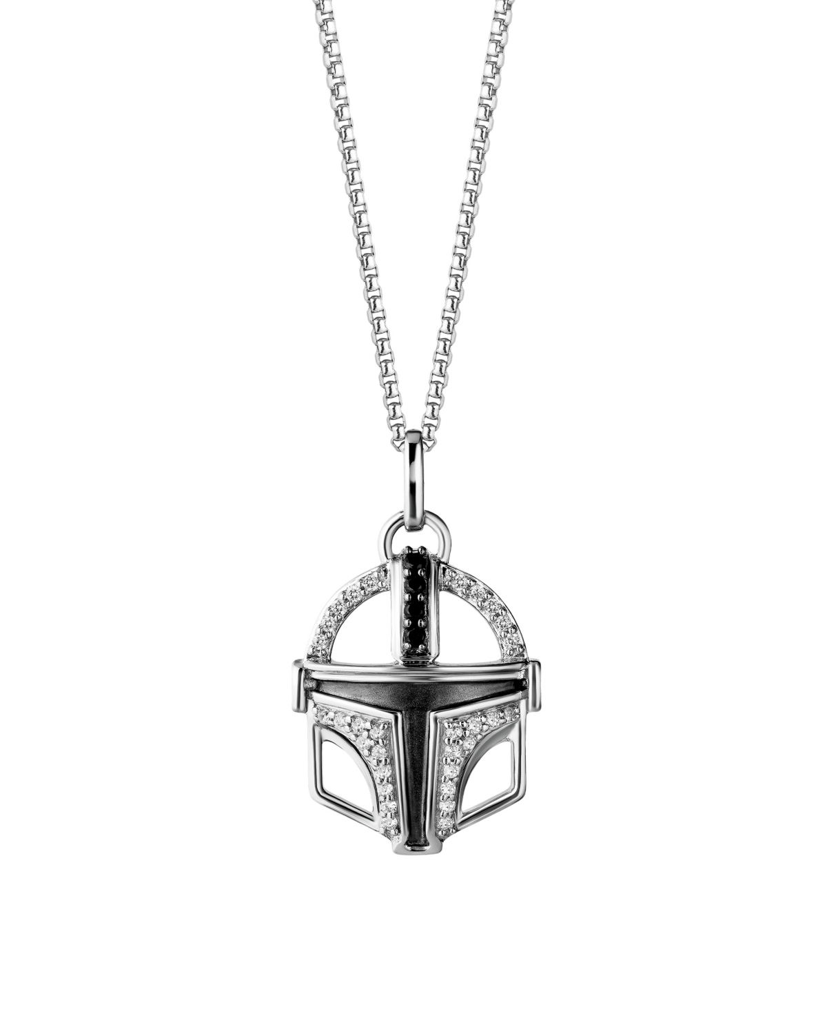 Star Wars The Mandaloriana Diamond Pendant Necklace (1/10 Ct. T.w.) In Sterling Silver In Black