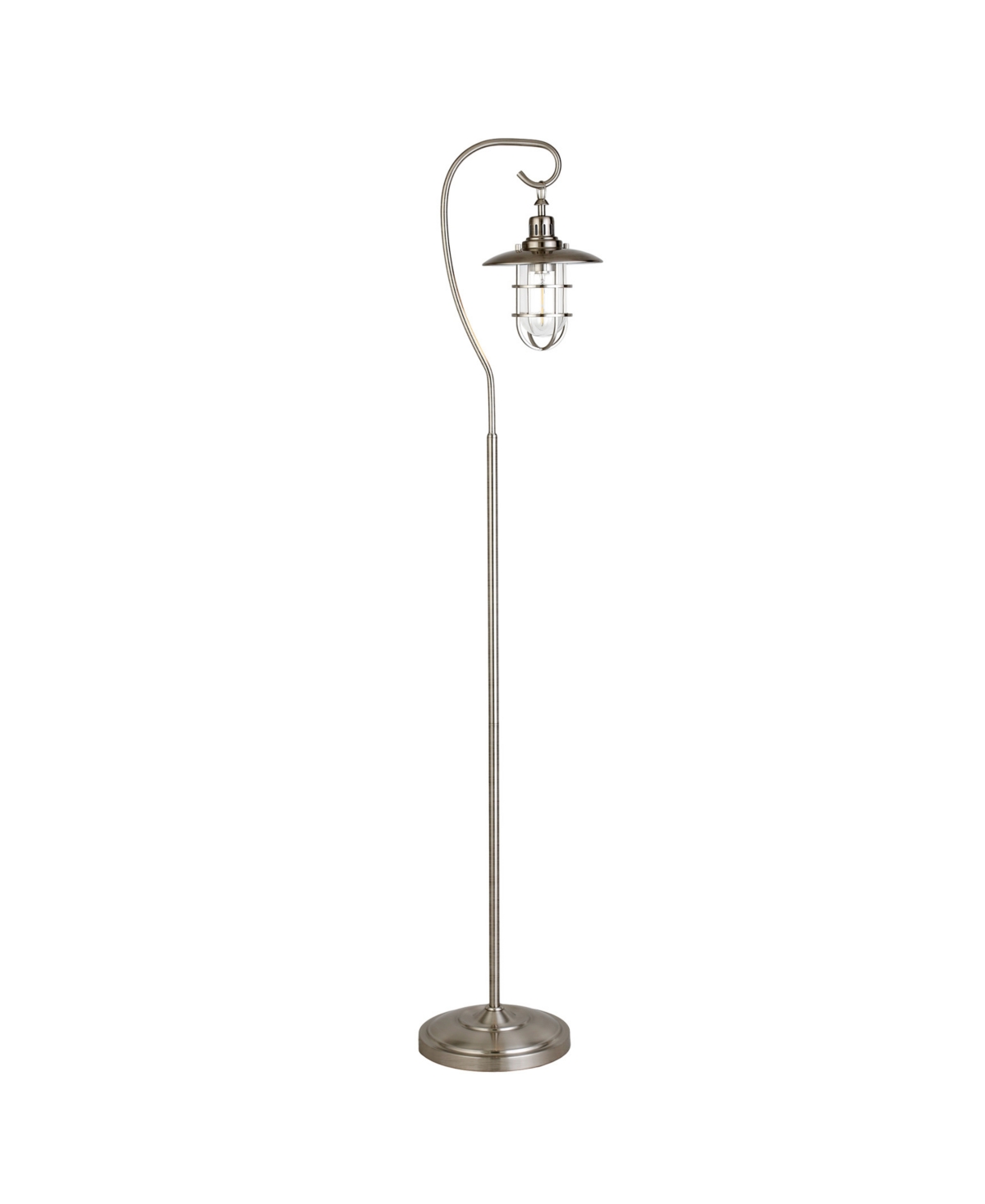 Hudson & Canal Bay Nautical Floor Lamp With Glass Shade In Brushed Nickel