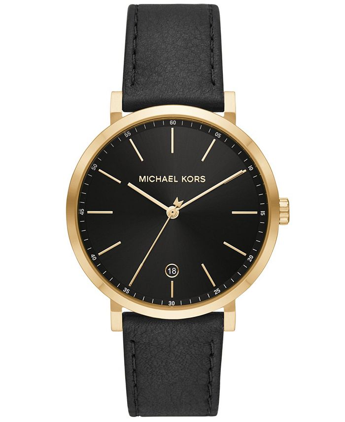Michael Kors Men's Irving Three-Hand Black Leather Watch 42mm & Reviews -  All Watches - Jewelry & Watches - Macy's
