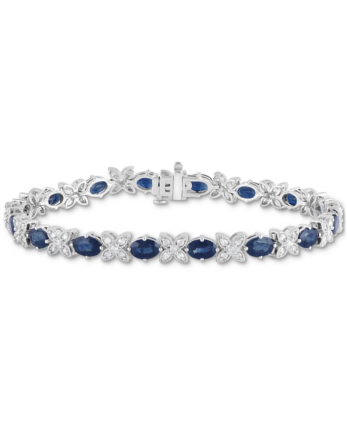 Macy's Sapphire (9-1/2 ct. t.w.) & Diamond (1 ct. t.w.) Oval & Flower ...