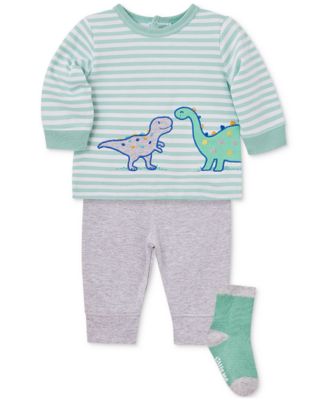 Little Me - Baby Boys 3-Pc. Dino Stripe Joggers, Top & Socks Set