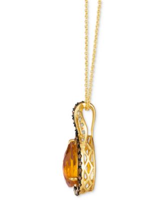 Cinnamon Citrine (2-3/4 ct. t.w.) & Diamond (5/8 ct. t.w.) Double Teardrop Pendant Necklace in 14k Gold, 18" + 2" extender