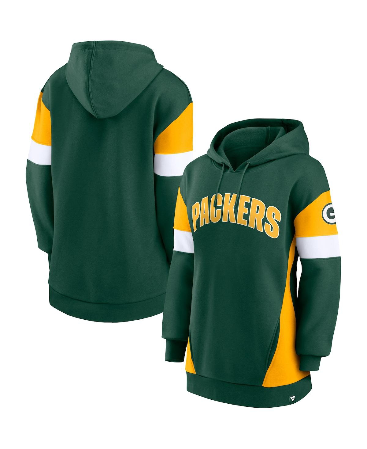 Shop Fanatics Women's  Green And Gold Green Bay Packers Lock It Down Pullover Hoodie In Green,gold
