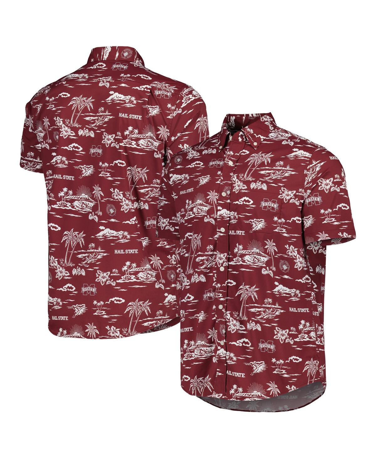 REYN SPOONER MEN'S REYN SPOONER MAROON MISSISSIPPI STATE BULLDOGS PERFORMANCE BUTTON-DOWN SHIRT