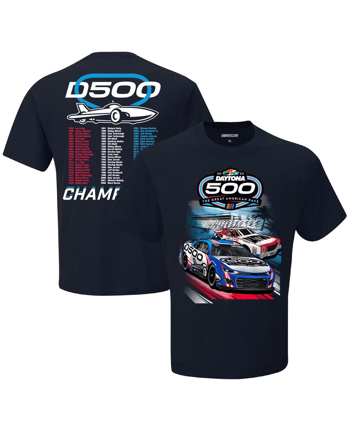 Checkered Flag Sports Men's  Navy 2023 Daytona 500 Two Spot T-shirt