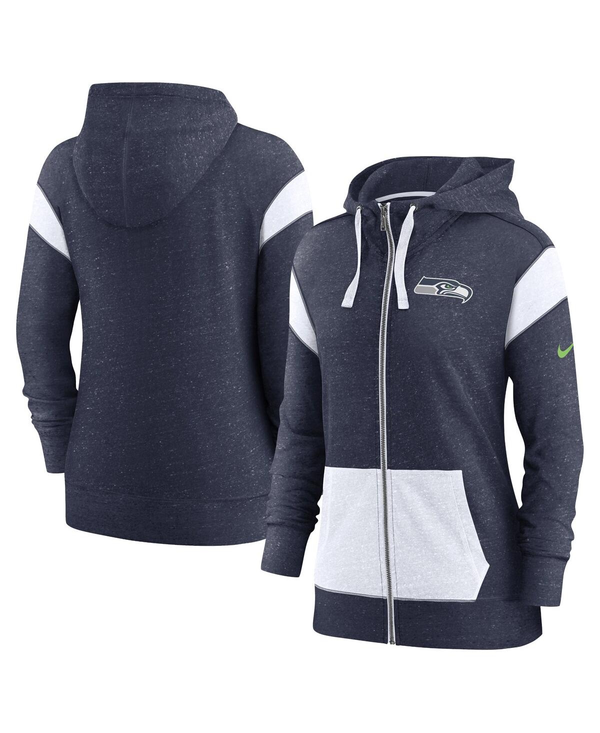Shop Nike Women's  College Navy And White Seattle Seahawks Plus Size Monaco Full-zip Hoodie In Navy,white