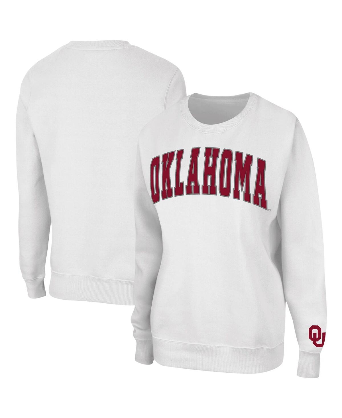 Colosseum Women's  White Oklahoma Sooners Campanile Pullover Sweatshirt