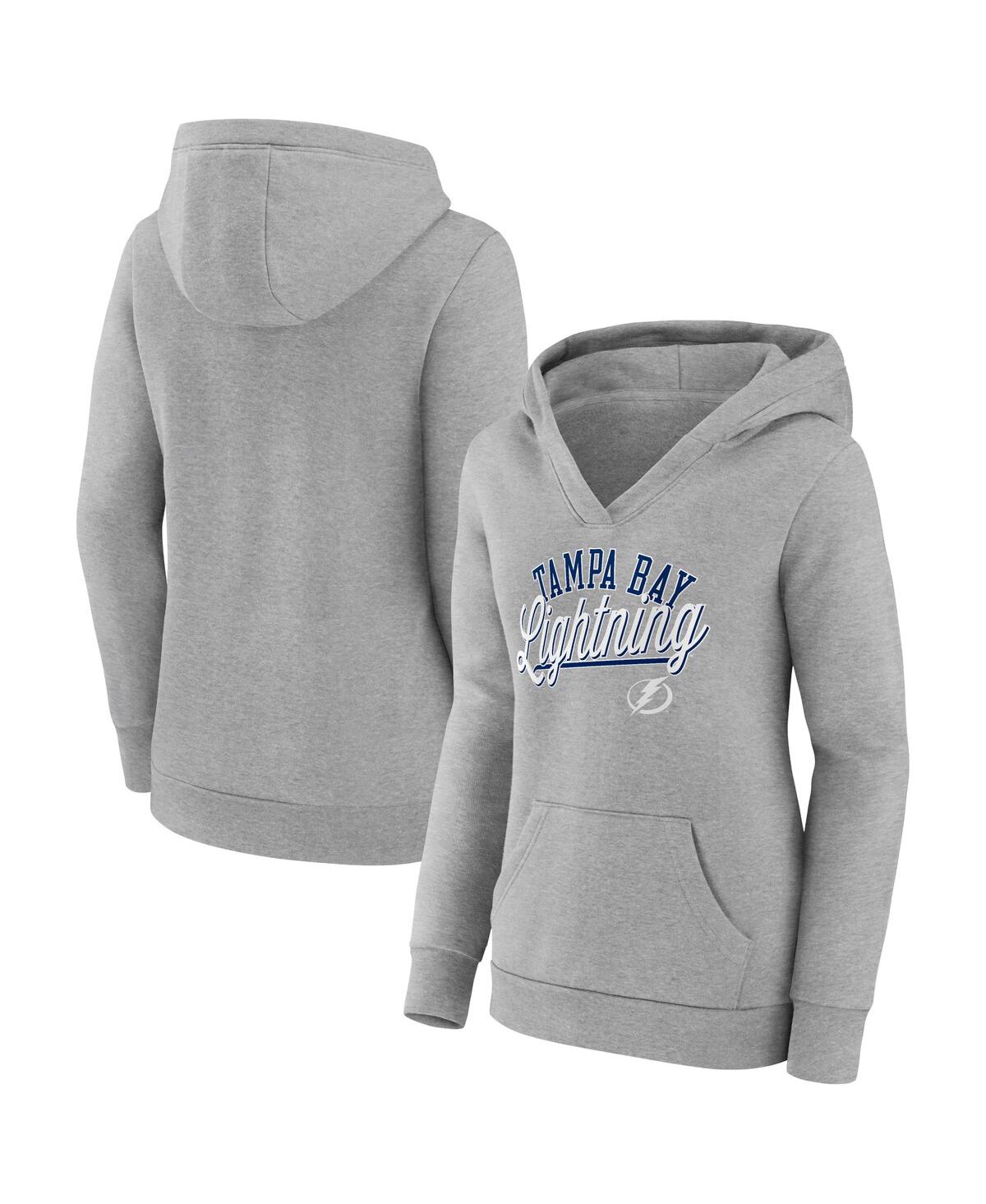 Fanatics Branded Gray Tampa Bay Lightning Simplicity Crossover V-neck Pullover Hoodie In Gray