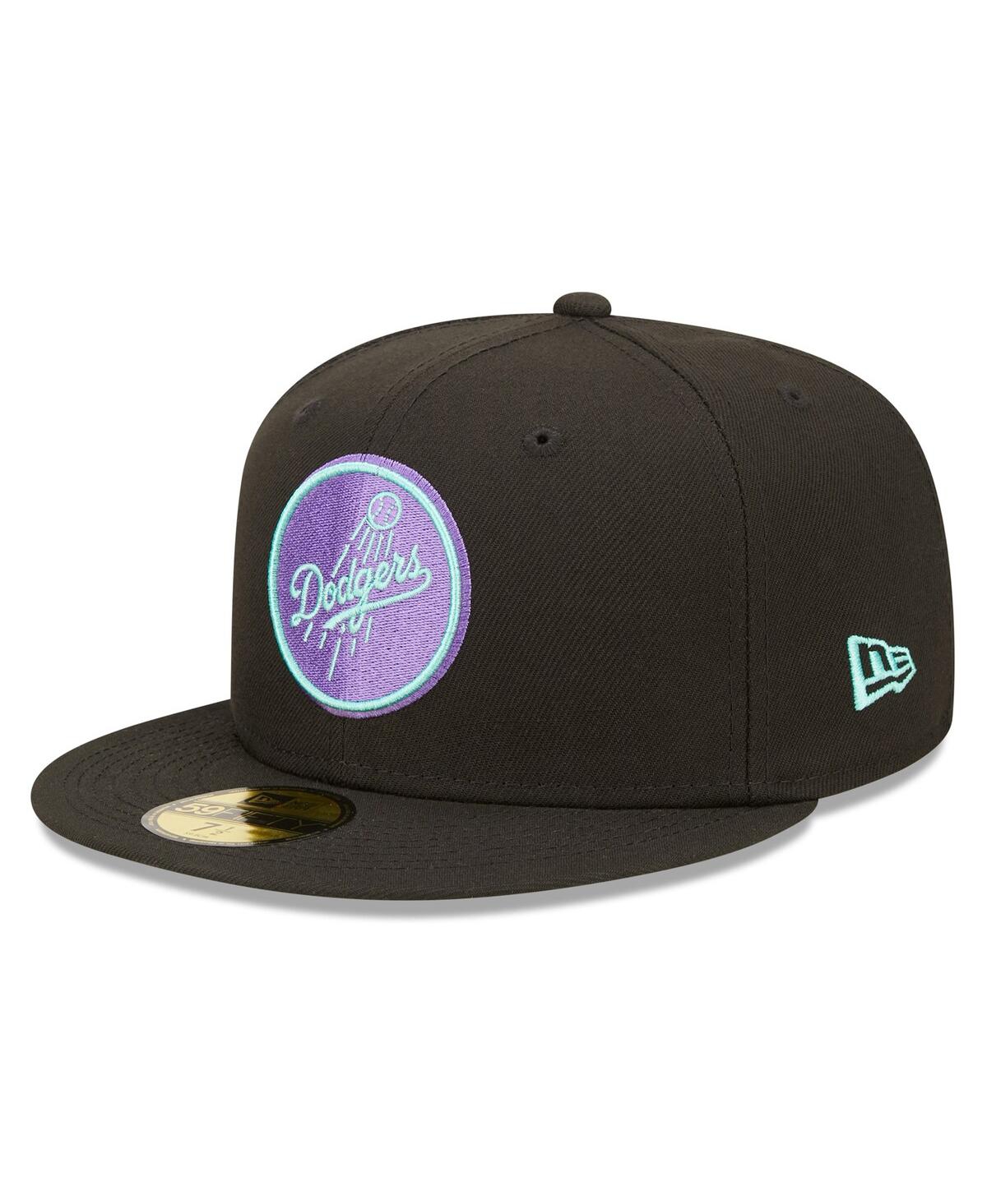 Shop New Era Men's  Black Los Angeles Dodgers 40th Anniversary Black Light 59fifty Fitted Hat