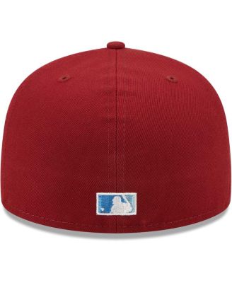 Men's Cardinal Oakland Athletics 40th Anniversary Air Force Blue Undervisor 59FIFTY Fitted Hat