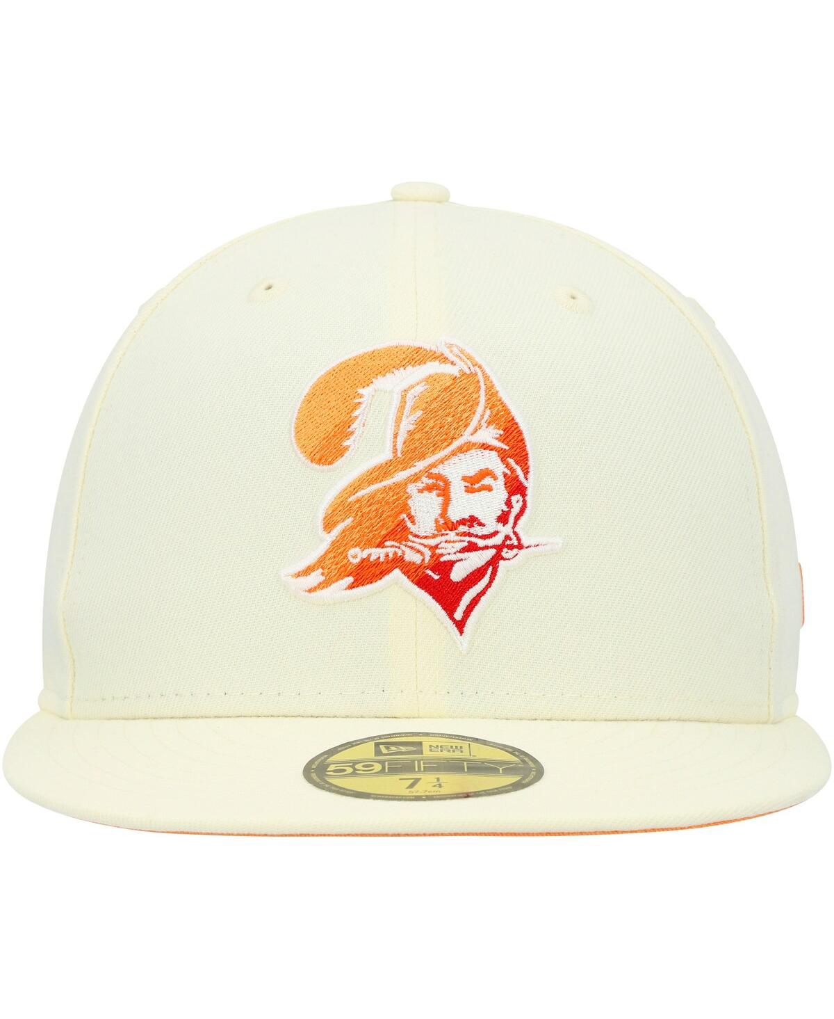 Shop New Era Men's  Cream Tampa Bay Buccaneers Chrome Color Dim 59fifty Fitted Hat