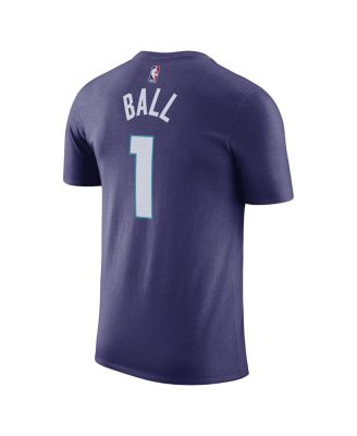 Men's LaMelo Ball Purple Charlotte Hornets 2022/23 Statement Edition Name and Number T-shirt