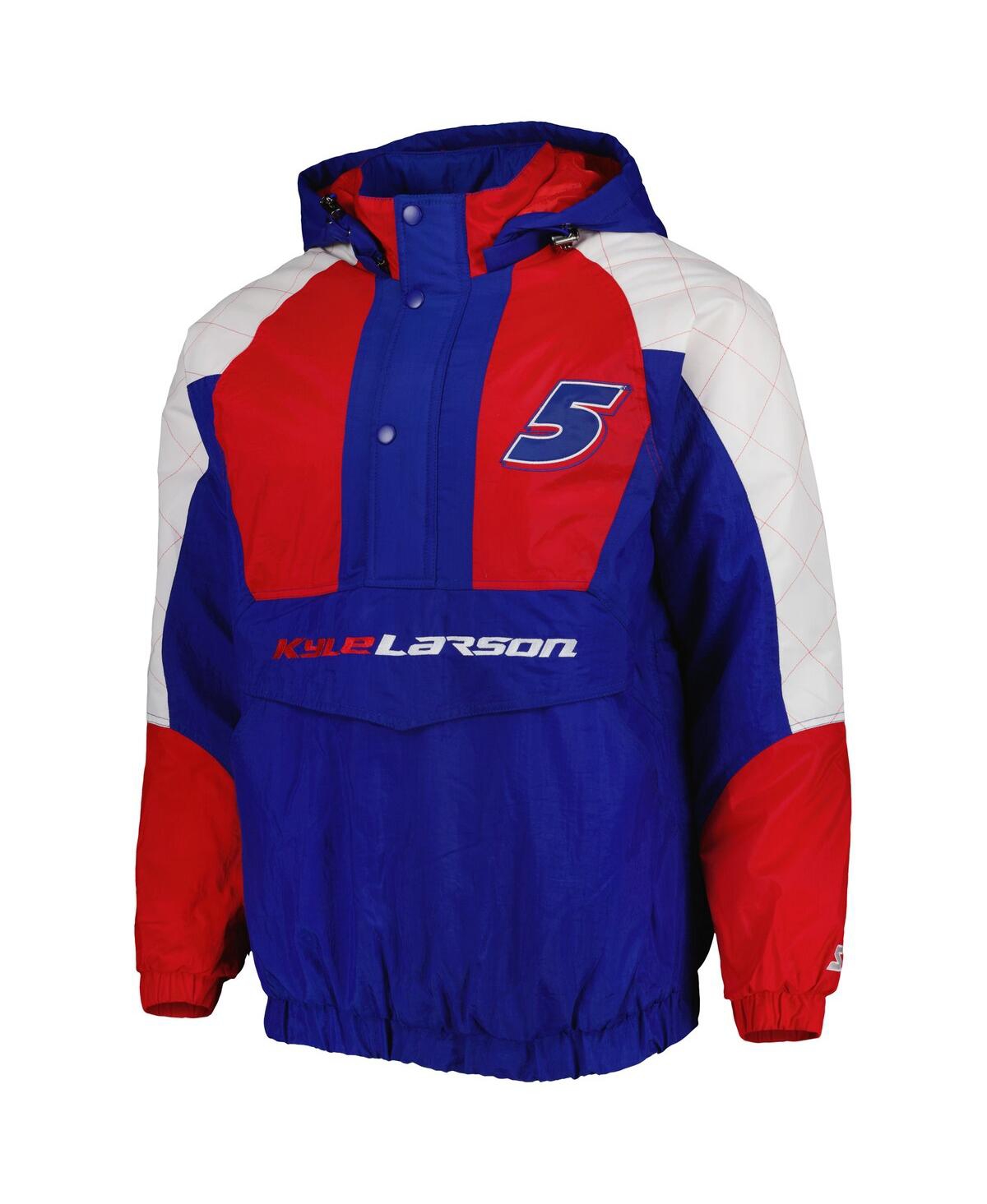 Starter Men's  Royal, Red Kyle Larson The Body Check Half-snap Pullover Jacket In Royal,red