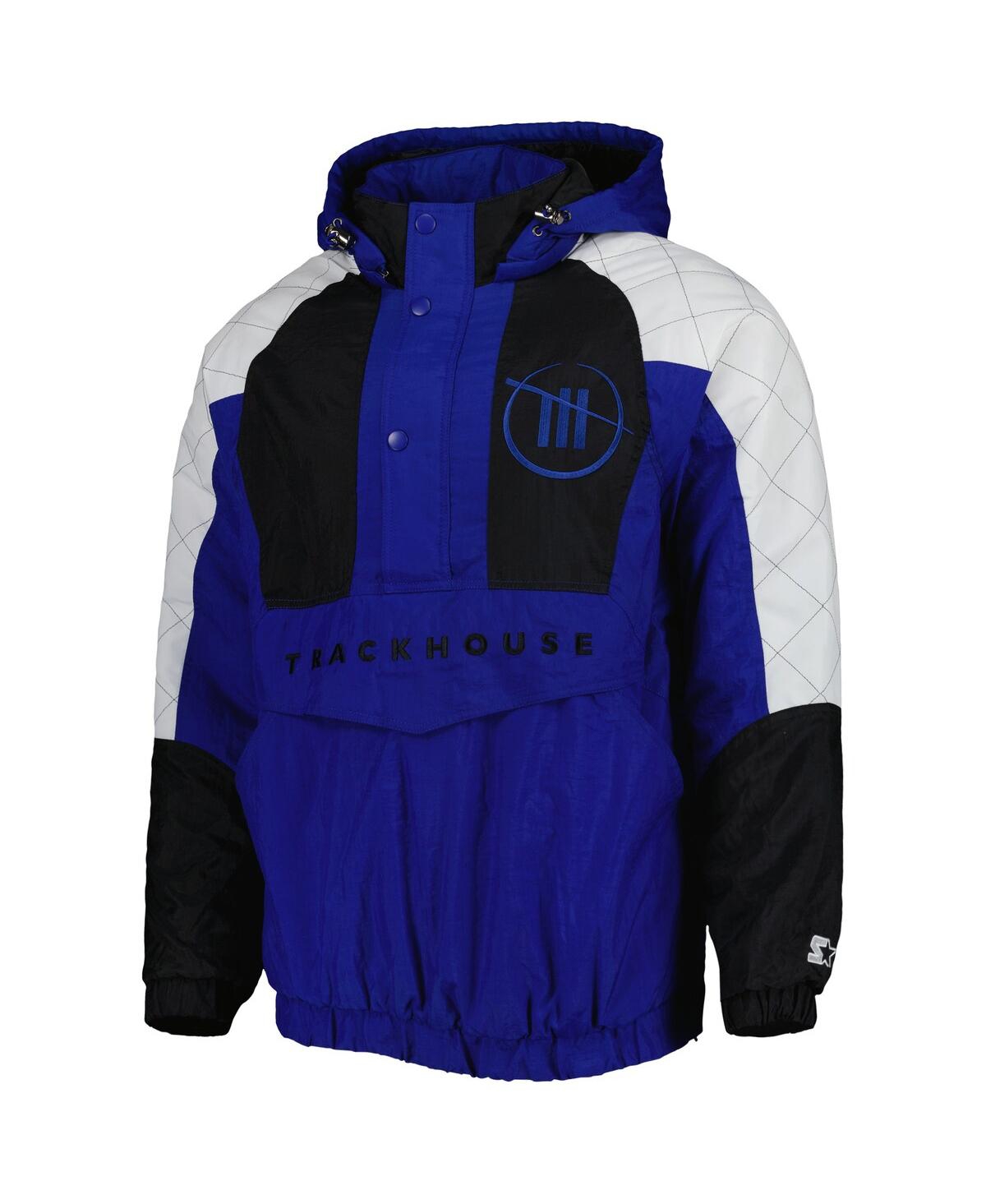 Starter Men's  Blue, Black Trackhouse Racing The Body Check Half-snap Pullover Jacket In Blue,black