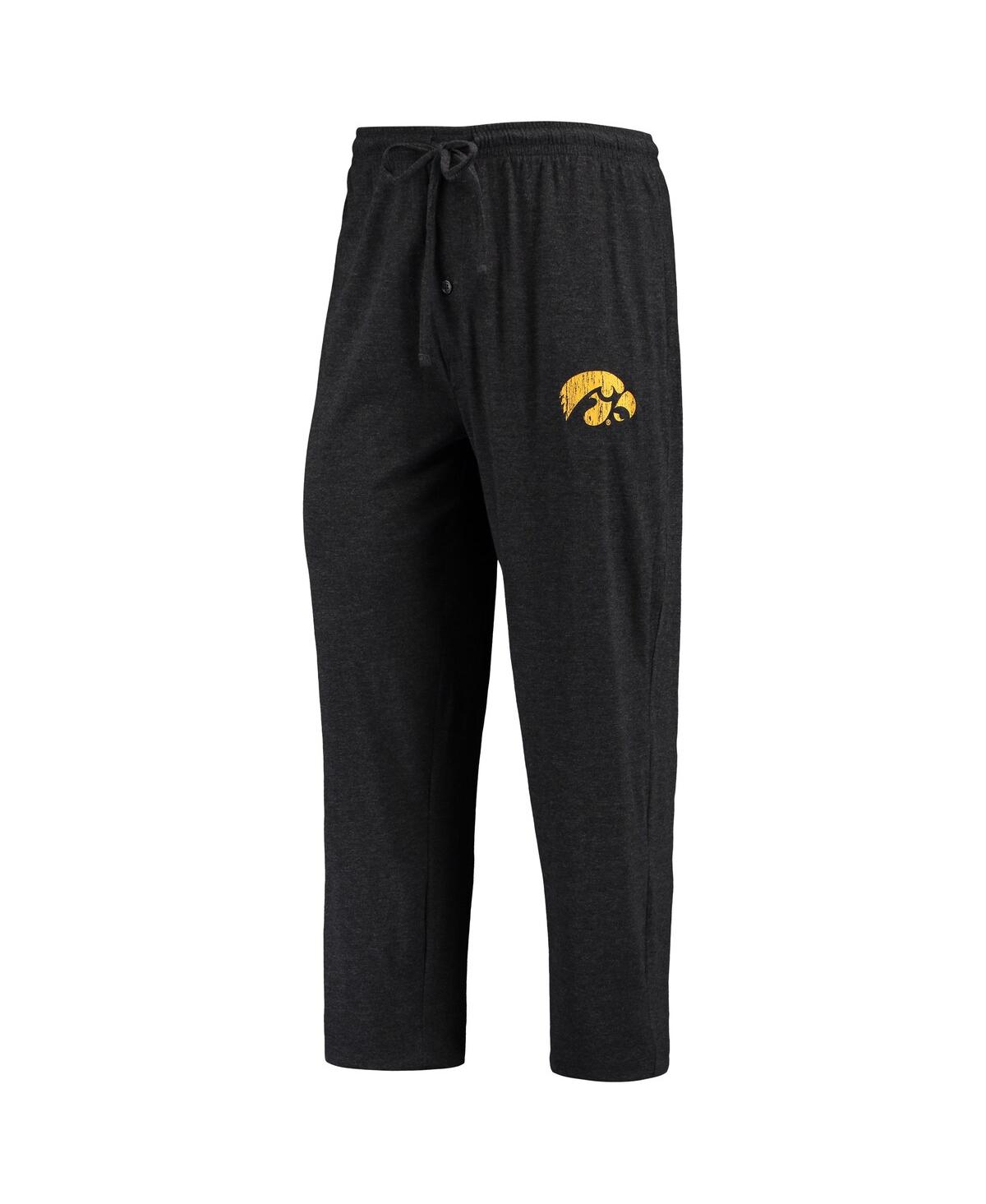 Men's Concepts Sportand Heathered Charcoal Iowa Hawkeyes Meter Long Sleeve T-shirt and Pants Sleep Set - Black, Heathered Charcoal