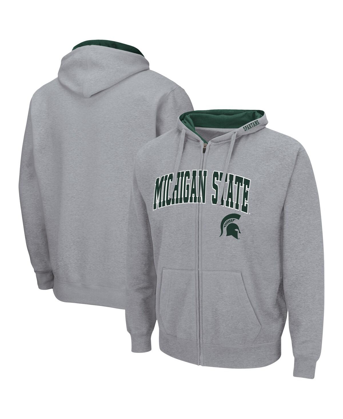 Shop Colosseum Men's  Heathered Gray Michigan State Spartans Arch And Logo 3.0 Full-zip Hoodie