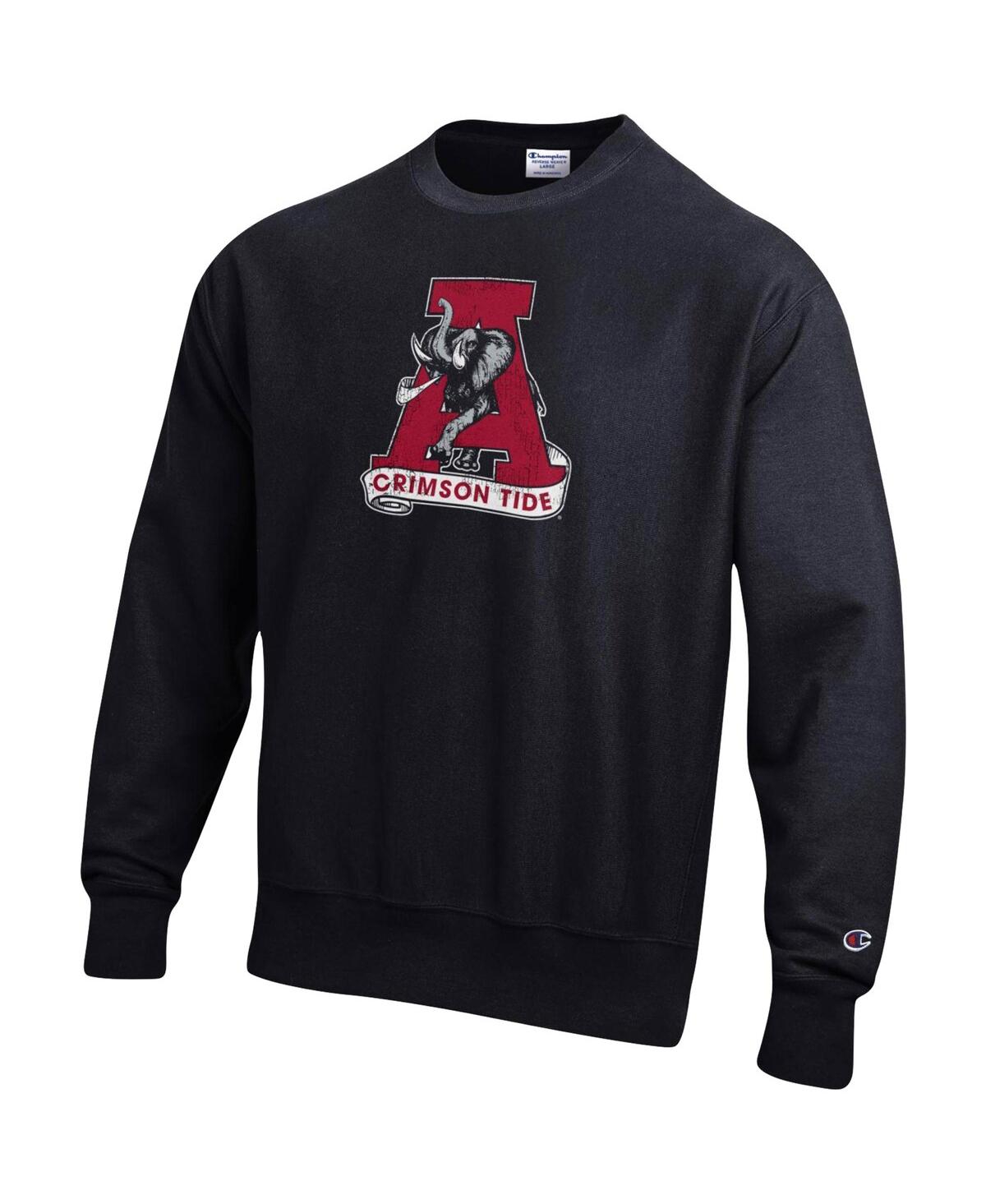 Shop Champion Men's  Black Alabama Crimson Tide Vault Logo Reverse Weave Pullover Sweatshirt