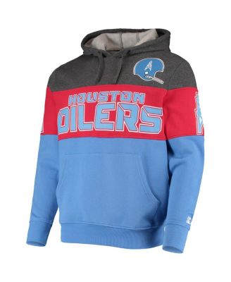 Men's Gray and Red Houston Oilers Extreme Fireballer Throwback Pullover Hoodie