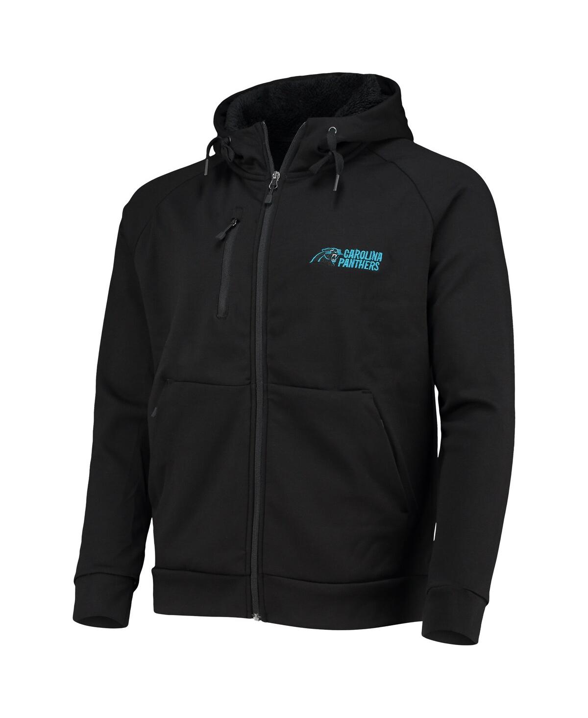 DUNBROOKE MEN'S DUNBROOKE BLACK CAROLINA PANTHERS SHAG TRI-BLEND FULL-ZIP RAGLAN HOODIE 