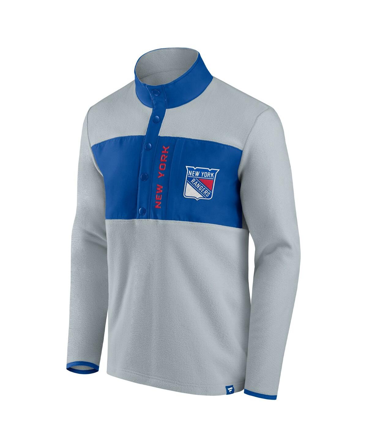 Men's Fanatics Blue New York Rangers Omni Polar Fleece Quarter-Snap Jacket - Blue