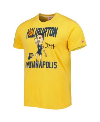 Men's Tyrese Haliburton Gold Indiana Pacers Caricature Tri-Blend T-shirt