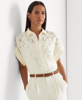 Lauren Ralph Lauren - Women's Eyelet-Embroidered Linen Shirt