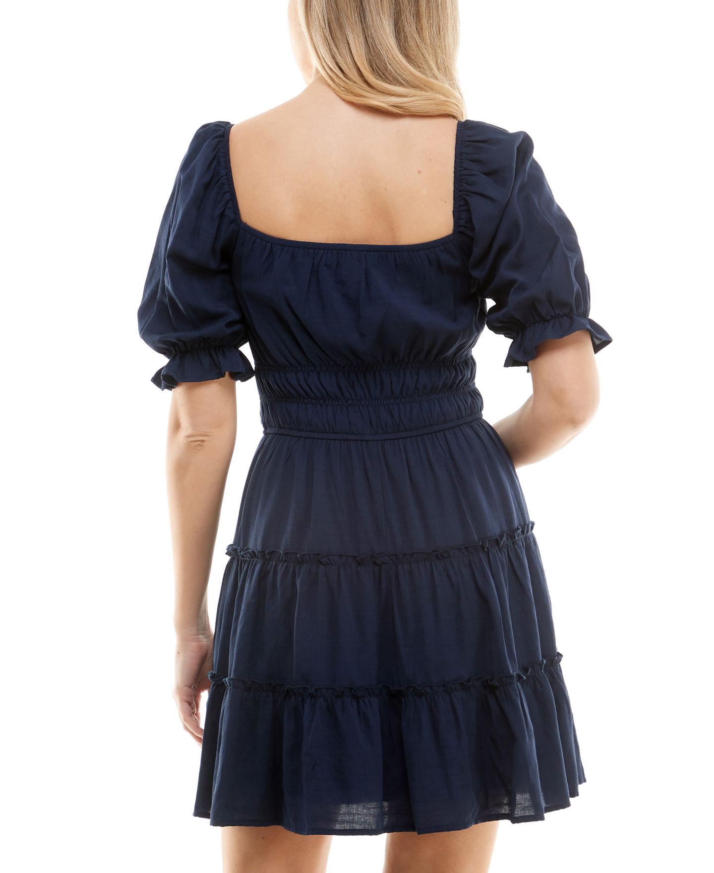 Женское платье Trixxi Juniors' Tiered Fit & Flare, цвет: Тёмно-синий — фото 6