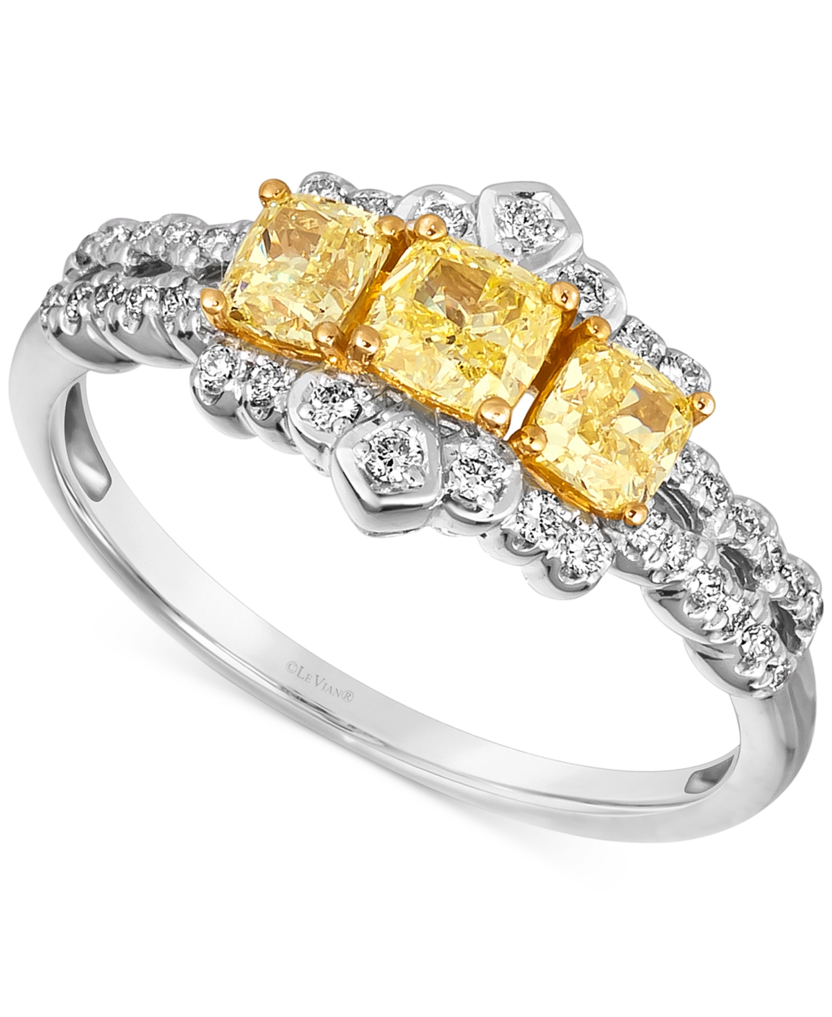 Le Vian Couture Sunny Yellow Diamond (3/4 Ct. T.w.) & Vanilla Diamond (1/5 Ct. T.w.) Tiara Ring In 14k Two-t In K Two Tone Gold Ring