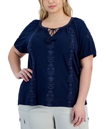 Style & Co Plus Size Split-Neck Top, Created for Macy's & Reviews ...
