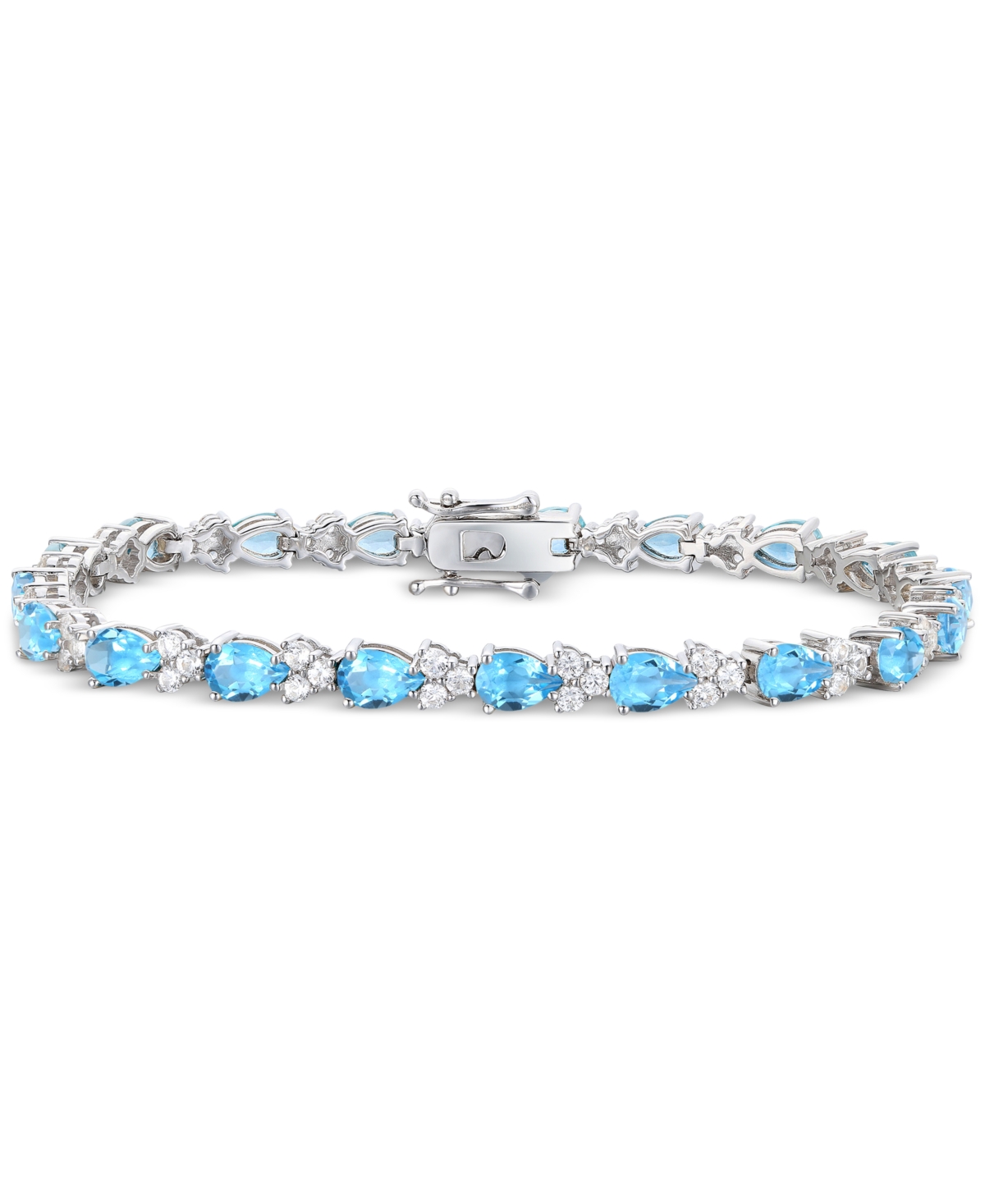 Macy's Amethyst (6-7/8 Ct. T.w.) & Lab-grown White Sapphire (2-1/2 Ct. T.w.) Link Bracelet In Sterling Silv In Blue Topaz