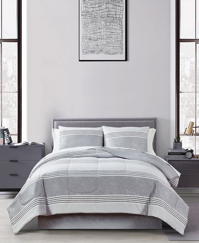 Trunk bibliotheek Voorlopige verwijderen Keeco Douglas Stripe Greyscale 8 Piece Reversible Comforter Sets, Created  for Macy's & Reviews - Comforter Sets - Bed & Bath - Macy's