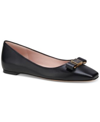 Kate purchases Spade Black Leather Bow & Charm Ballet Flats Size 6.5