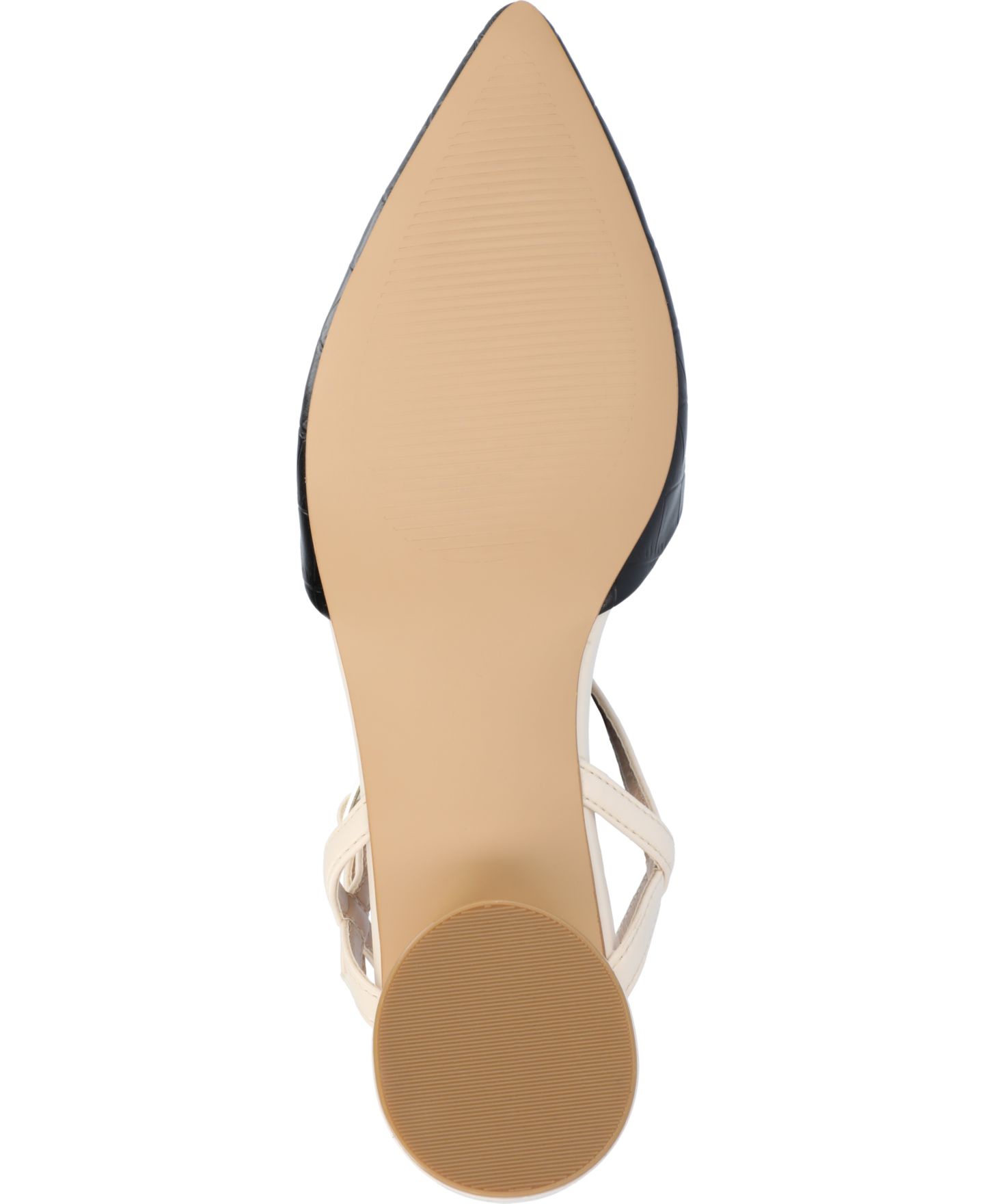 Женские туфли Journee Collection Brynn Block Heel Pointed Toe Flats, цвет: Чёрный / Белый — фото 5