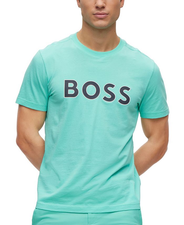 Hugo Boss BOSS by Men's Crew-Neck Cotton Jersey Logo Print T-shirt ...