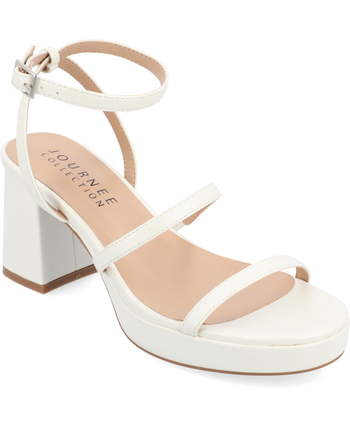 Journee Collection Samilee Block Heel Platform Sandal In White