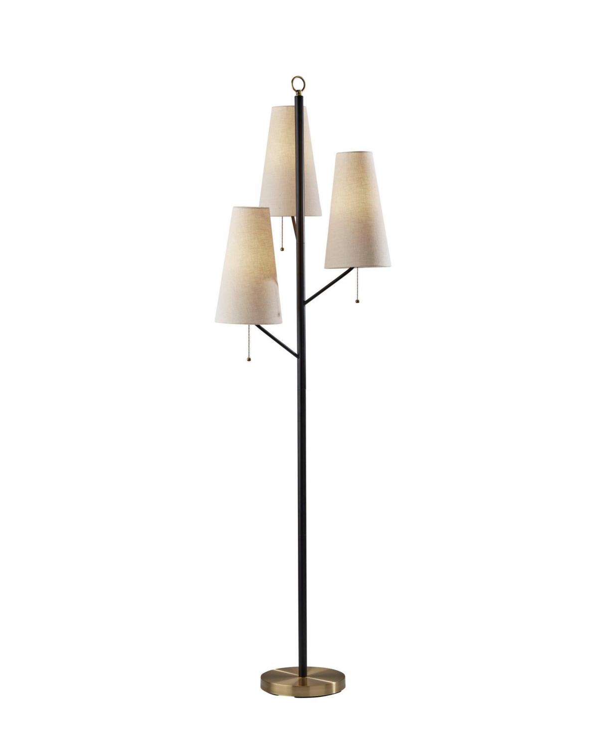 Adesso Daniel Floor Lamp In Black With Antique-like Brass Accents