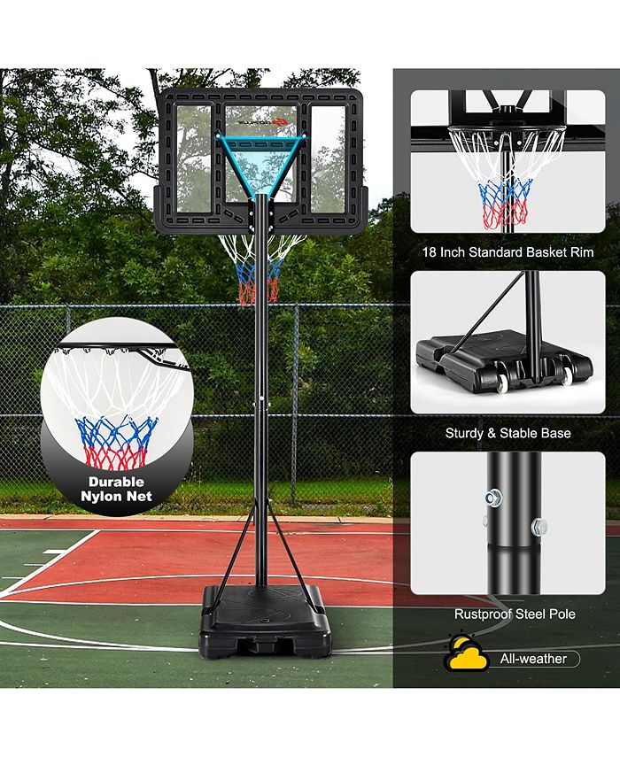 Costway Portable Basketball Hoop Stand Adjustable Height Shatterproof