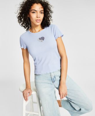 Hippie Rose - Juniors' Crewneck Short-Sleeve Rhinestone T-Shirt